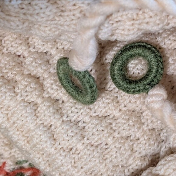 Vintage unbranded cardigan knit embroidered shamrocks clovers open front medium - Picture 6 of 8